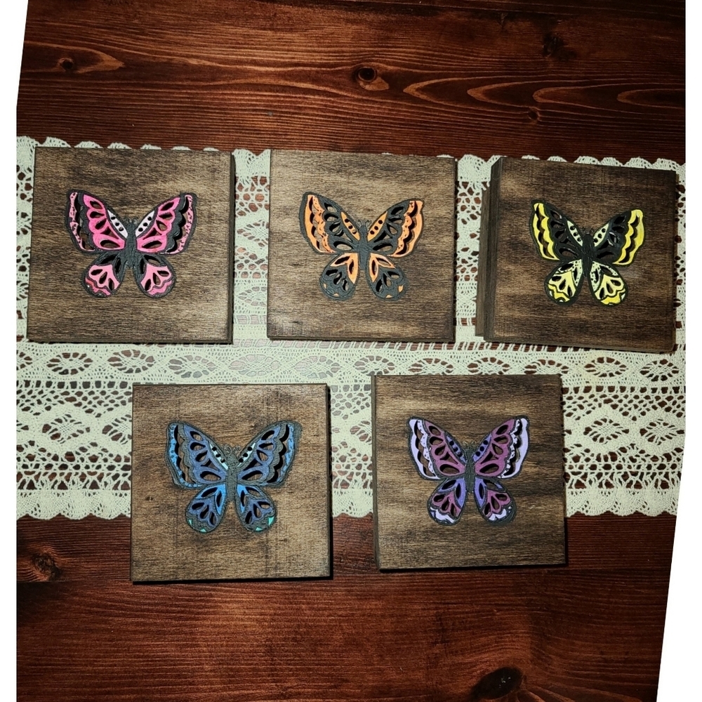 Handpainted Wooden Lasercut Butterfly Boxes